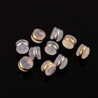Brass Ear Nut Component, with Silicone, Round, gold color plated, DIY 6.5mm 