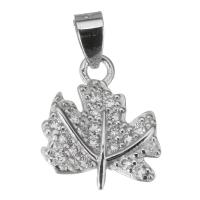 Cubic Zirconia Micro Pave Sterling Silver Pendant, Mixed Material, Leaf, plated & micro pave cubic zirconia Approx 