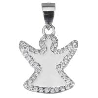 Cubic Zirconia Micro Pave Sterling Silver Pendant, Mixed Material, Angel, plated & micro pave cubic zirconia Approx 