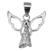 Cubic Zirconia Micro Pave Sterling Silver Pendant, Mixed Material, Angel, plated & micro pave cubic zirconia & hollow Approx 