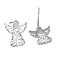 Sterling Silver Stud Earring, Mixed Material, Angel, plated & for woman & hollow 0.5mm 