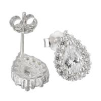 Sterling Silver Stud Earring, Mixed Material, plated & micro pave cubic zirconia & for woman 