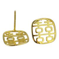 Sterling Silver Stud Earring, Mixed Material, gold color plated & for woman & hollow 0.5mm 