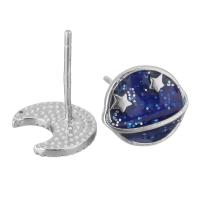 Time Gem Earring, Mixed Material, plated & for woman & enamel, blue  0.5mm 