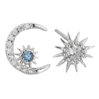 Asymmetric Earrings, Mixed Material, plated & micro pave cubic zirconia & for woman 0.5mm 