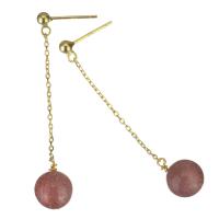Sterling Silver Drop Earring, Mixed Material, with Plastic, gold color plated & for woman, 48mm 0.5mm 