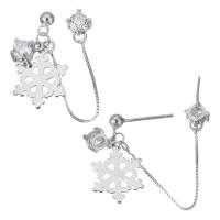 Sterling Silver Drop Earring, Mixed Material, plated & micro pave cubic zirconia & for woman 0.5mm 