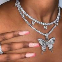 Rhinestone Zinc Alloy Necklace, fashion jewelry & for woman & with rhinestone 