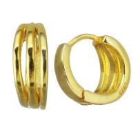 Sterling Silver Huggie Hoop Earring, Mixed Material, Donut, gold color plated & for woman 