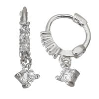 Huggie Hoop Drop Earring, Mixed Material, plated & micro pave cubic zirconia & for woman, 15mm 