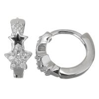Sterling Silver Huggie Hoop Earring, Mixed Material, plated & micro pave cubic zirconia & for woman 