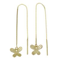 Sterling Silver Thread Through Earrings, Mixed Material, Butterfly, gold color plated & for woman, 83mm 