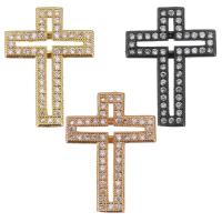 Cubic Zirconia Micro Pave Slide Charm, Brass, Cross, plated, fashion jewelry & DIY & with cubic zirconia Approx 