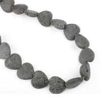 Natural Lava Beads, Heart, polished, DIY, dark grey, 20*20mm 