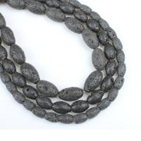 Natural Lava Beads, Ellipse, polished, DIY, dark grey 