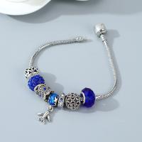 Zinc Alloy European Bracelets, with Crystal, fashion jewelry, blue, 19cm 
