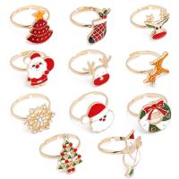Christmas Finger Ring, Zinc Alloy, Cartoon, plated, Adjustable & fashion jewelry & for children & with rhinestone 