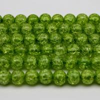 Crackle Glass Beads, Round, polished, DIY green 