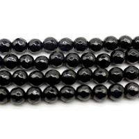 Natural Black Agate Beads, Round, polished, DIY black 