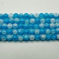 Zwei-Ton Murano Perlen, Lampwork, rund, poliert, DIY & verschiedene Größen vorhanden, blau, verkauft von Strang