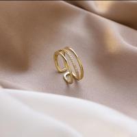 Brass Cuff Finger Ring, fashion jewelry & for woman & with cubic zirconia, 18mm 