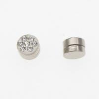 Magnetic Earring, 303 Stainless Steel, Round, plated, fashion jewelry & with magnetic & for woman, silver color, 7.8*8mm  