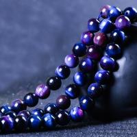 Tiger Eye Beads, Round, polished, natural & DIY, dark blue 