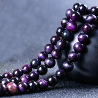 Tiger Eye Beads, Round, polished, natural & DIY, purple 