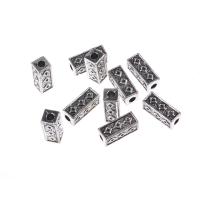 Zinc Alloy Large Hole Beads, Rectangle, plated, DIY, silver color, 14.5*5.5mm Approx 2.8mm 