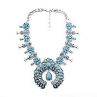 Turquoise Zinc Alloy Necklace, with turquoise, plated, folk style & for woman Approx 16.92 Inch 