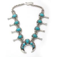 Turquoise Zinc Alloy Necklace, with turquoise, plated, folk style & for woman, 65mm,50mm,25mm Approx 23.62 Inch 