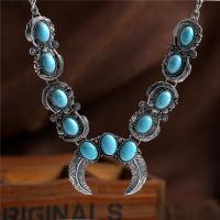 Turquoise Zinc Alloy Necklace, with turquoise, with 3.14 inch extender chain, plated, folk style & for woman, 60mm Approx 19.68 Inch 