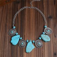 Turquoise Zinc Alloy Necklace, with turquoise, plated, folk style & for woman, 23cm,24cm,5.5cm 