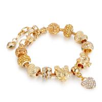 Zinc Alloy European Bracelets, with Cubic Zirconia, fashion jewelry golden 