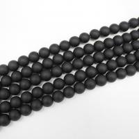 Schwarzer Stein Perle, Lampwork, DIY & satiniert, schwarz, verkauft von Strang