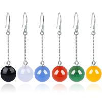 Sterling Silver Agate Drop earring, 925 Sterling Silver, with Mixed Agate, Round, platinum plated & for woman 