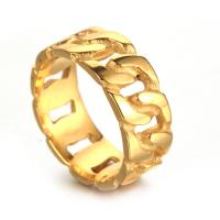 Stainless Steel Finger Ring, gold color plated & for man & hollow 