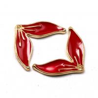 Zinc Alloy Enamel Pendants, Mermaid tail, gold color plated, DIY & for woman, red 