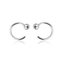 Sterling Silver Huggie Hoop Earring, 925 Sterling Silver, Round, silver color plated, fashion jewelry & for woman, 10mm 