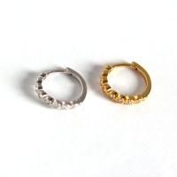 Sterling Silver Huggie Hoop Earring, 925 Sterling Silver, Donut, plated, for woman & with rhinestone 12mm, 9.5mm 