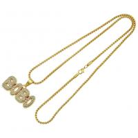 Rhinestone Zinc Alloy Necklace, with Rhinestone, fashion jewelry & Unisex, golden 