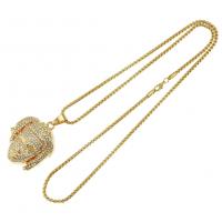 Zinc Alloy Iron Chain Necklace, with Rhinestone, fashion jewelry, golden, RhinestonexRhinestonemm 