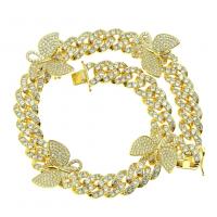 Brass Cubic Zirconia Necklace, with Cubic Zirconia, fashion jewelry 