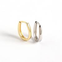 925 Sterling Silver Huggie Hoop Earring, Geometrical Pattern, plated, fashion jewelry & for woman 15.8mm, 6mm, 2.5mm 