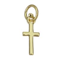 Brass Cross Pendants, gold color plated, solid color Approx 3.5mm 