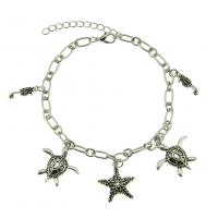 Zinc Alloy Iron Chain Bracelets, with Iron, fashion jewelry, silver color, 24cm+5cm 
