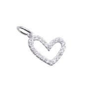 Sterling Silver Rhinestone Pendants, 925 Sterling Silver, Heart, plated, DIY & with rhinestone & hollow Approx 3.3mm 
