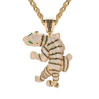 Cubic Zirconia Micro Pave Brass Pendant, with Cubic Zirconia, Tiger, plated, fashion jewelry & for man & with cubic zirconia 700*85*30*50mm 