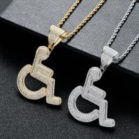Cubic Zirconia Micro Pave Brass Pendant, with Cubic Zirconia, OM Symbol, plated, fashion jewelry & for man & with cubic zirconia 66*45*600mm 