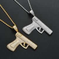 Cubic Zirconia Micro Pave Brass Pendant, with Cubic Zirconia, Gun, plated, fashion jewelry & for man & with cubic zirconia 90*53*3*600mm 